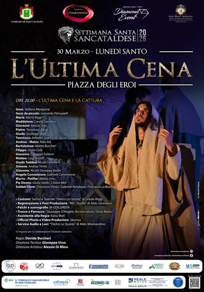 IMG 0762 San Cataldo, “L’Ultima Cena” apre la Settimana Santa 2026 in Piazza degli Eroi