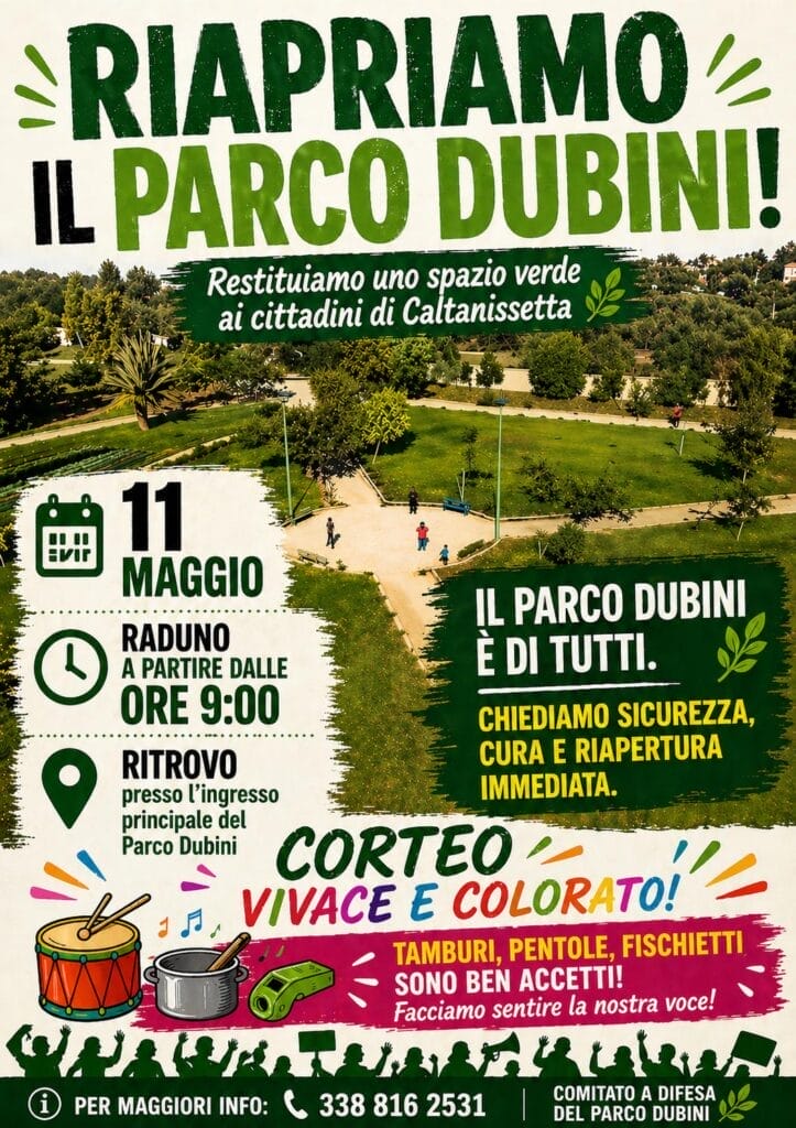 Caltanissetta. Il Comitato a difesa del Parco Dubini organizza un corteo verso l'ASP l'11 Maggio 4 WhatsApp Image 2026 05 04 at 19.26.09 Caltanissetta. Il Comitato a difesa del Parco Dubini organizza un corteo verso l'ASP l'11 Maggio