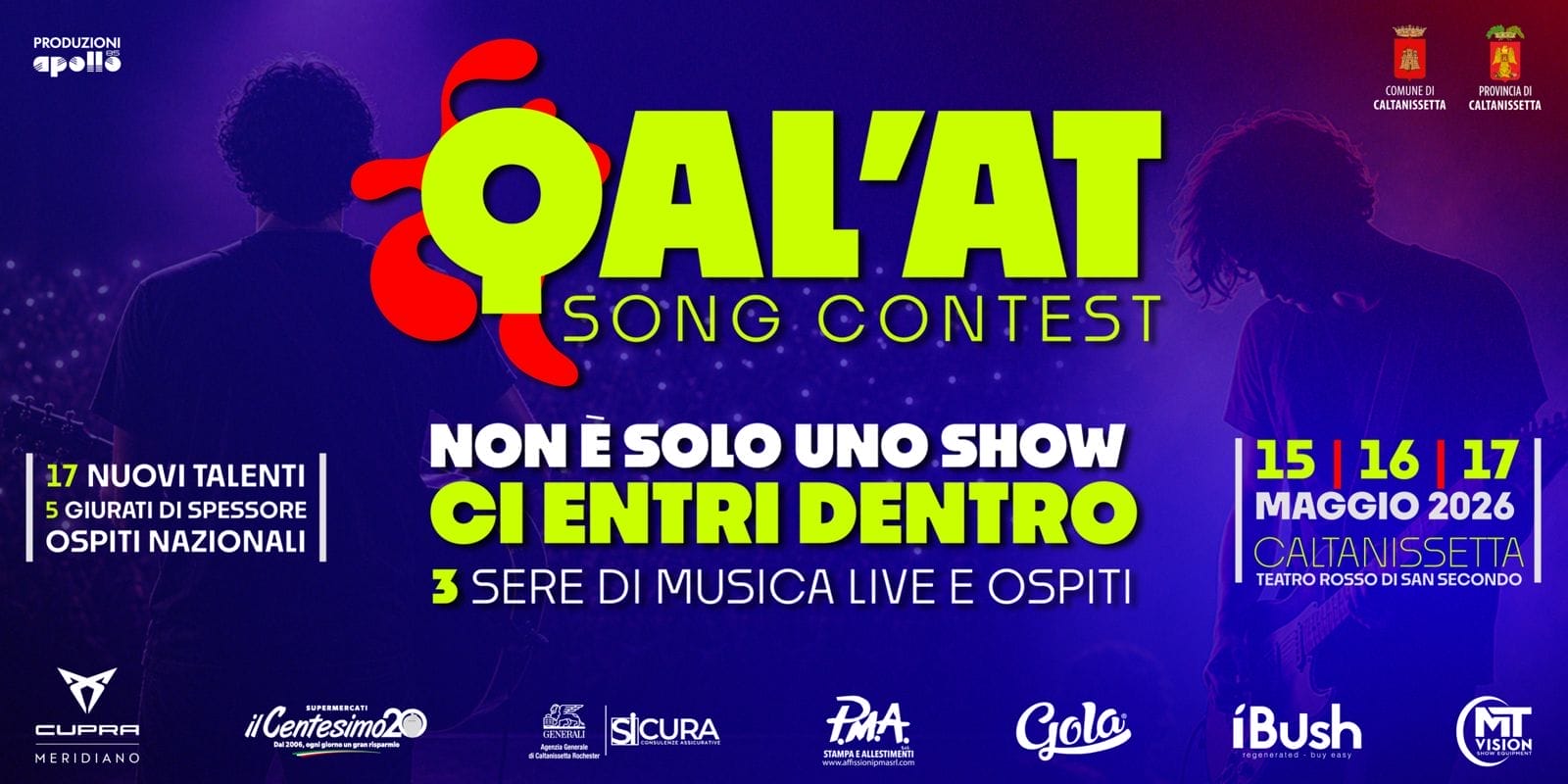 Caltanissetta, arriva il QAL’AT Song Contest: dal 15 al 17 maggio il festival dedicato ai talenti emergenti