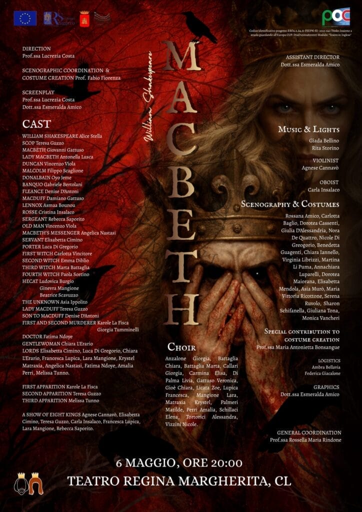 macbeth Caltanissetta. Gli studenti del "Ruggero Settimo" portano in scena Macbeth il 6 Maggio